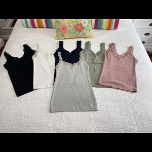 Abercrombie & Fitch cotton lace tank top lot of 6- size small like new